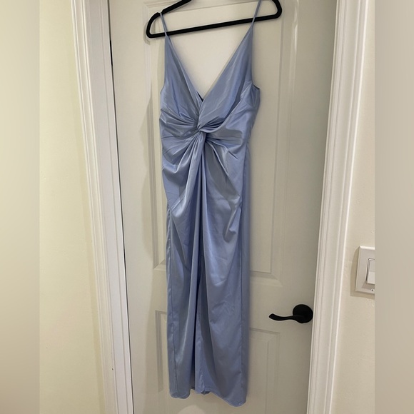 Abercrombie Draped Twist Front Maxi Dress Blue Size Small - Picture 4 of 10
